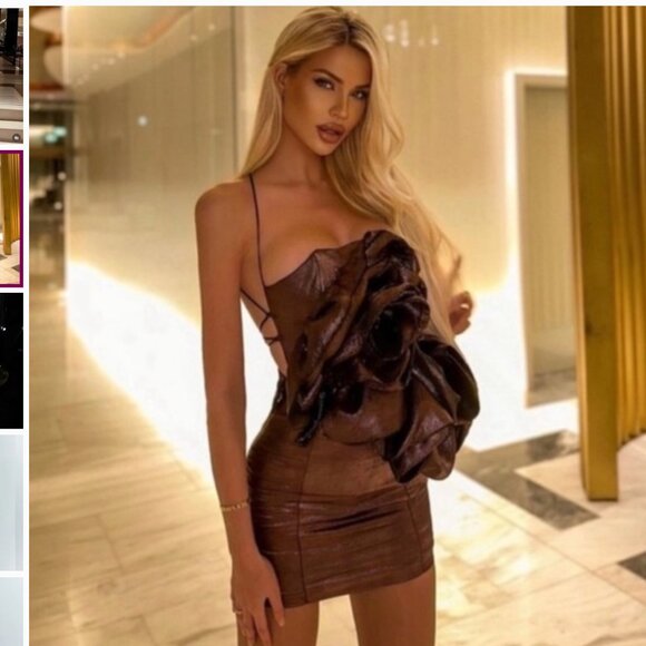 NWT ZARA Voluminous Flower Strapless Mini Metallic Dress Crossover Strap - Picture 4 of 13